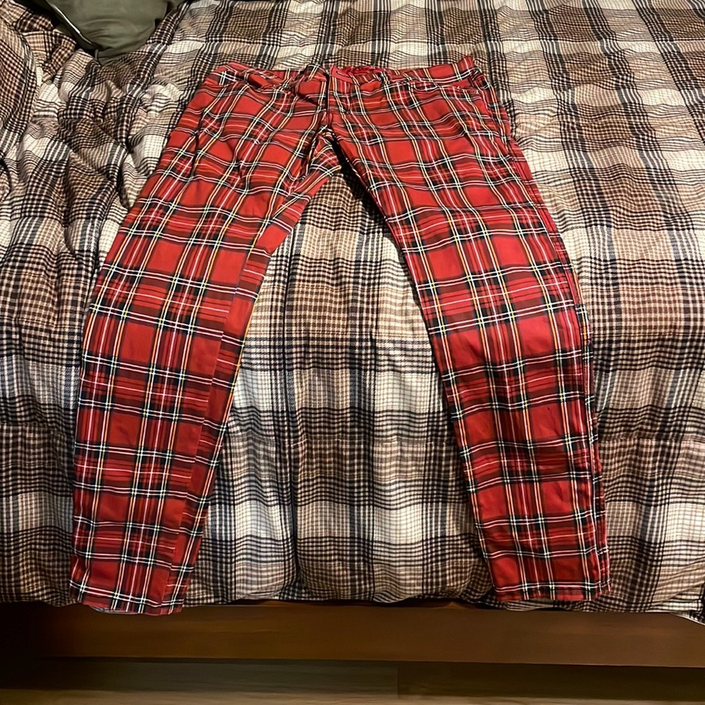 Red plaid rocker jeans